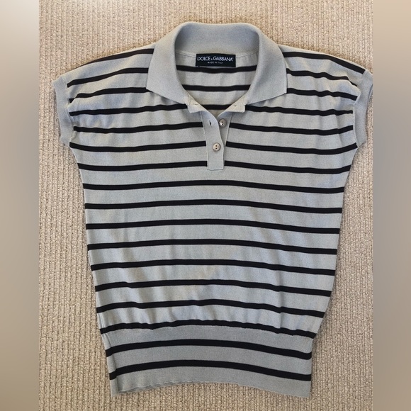 Dolce & Gabbana Tops - Vintage Dolce & Gabbana silk striped polo shirt
